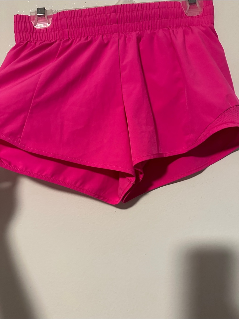 Girls' Hot Pink Athletic Shorts with Elastic Waist - Picture 2 of 2